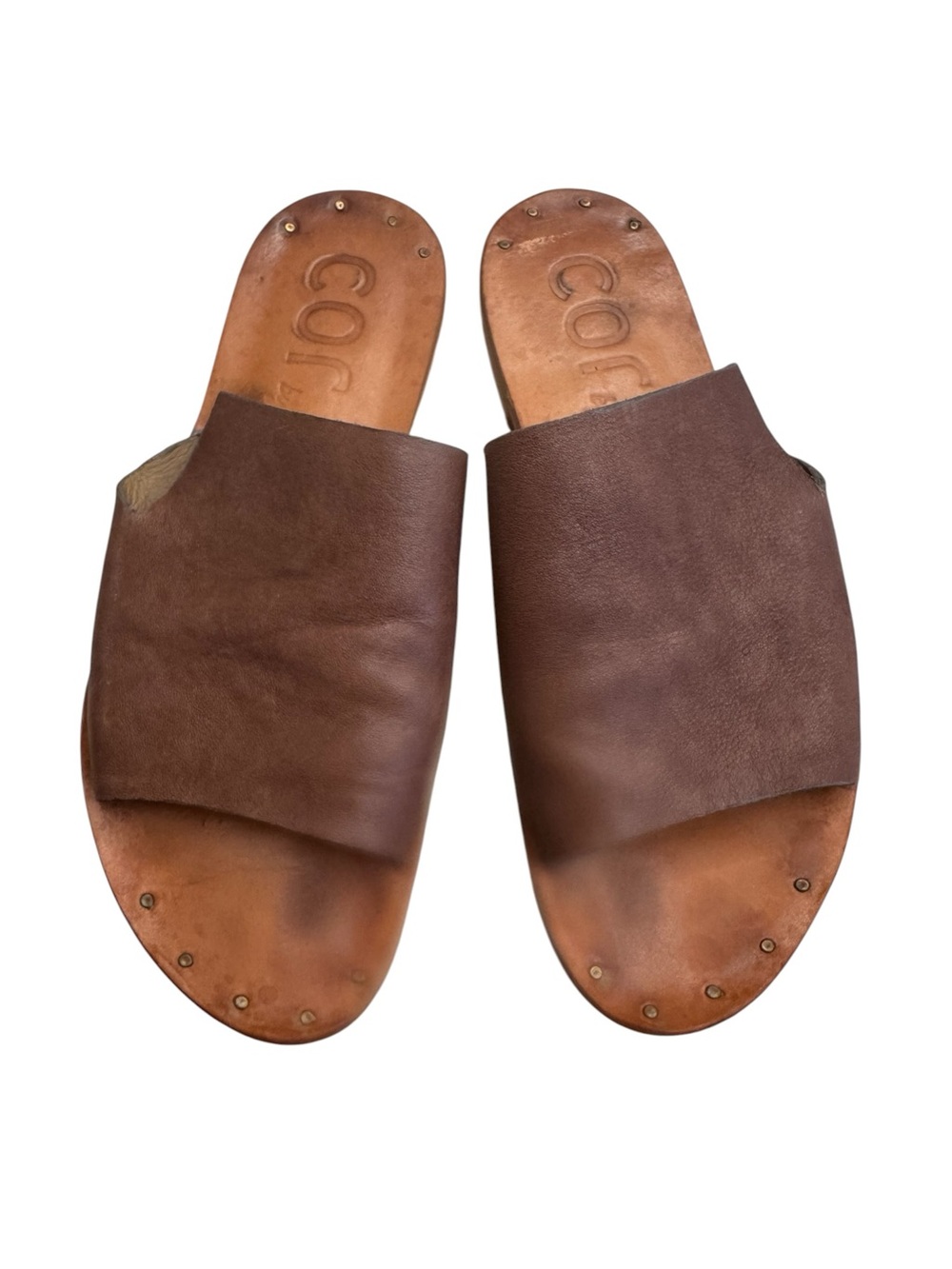 Calleen Cordera Brown Leather Slide Sandals Leather Slides Sandals 7 - Picture 7 of 7
